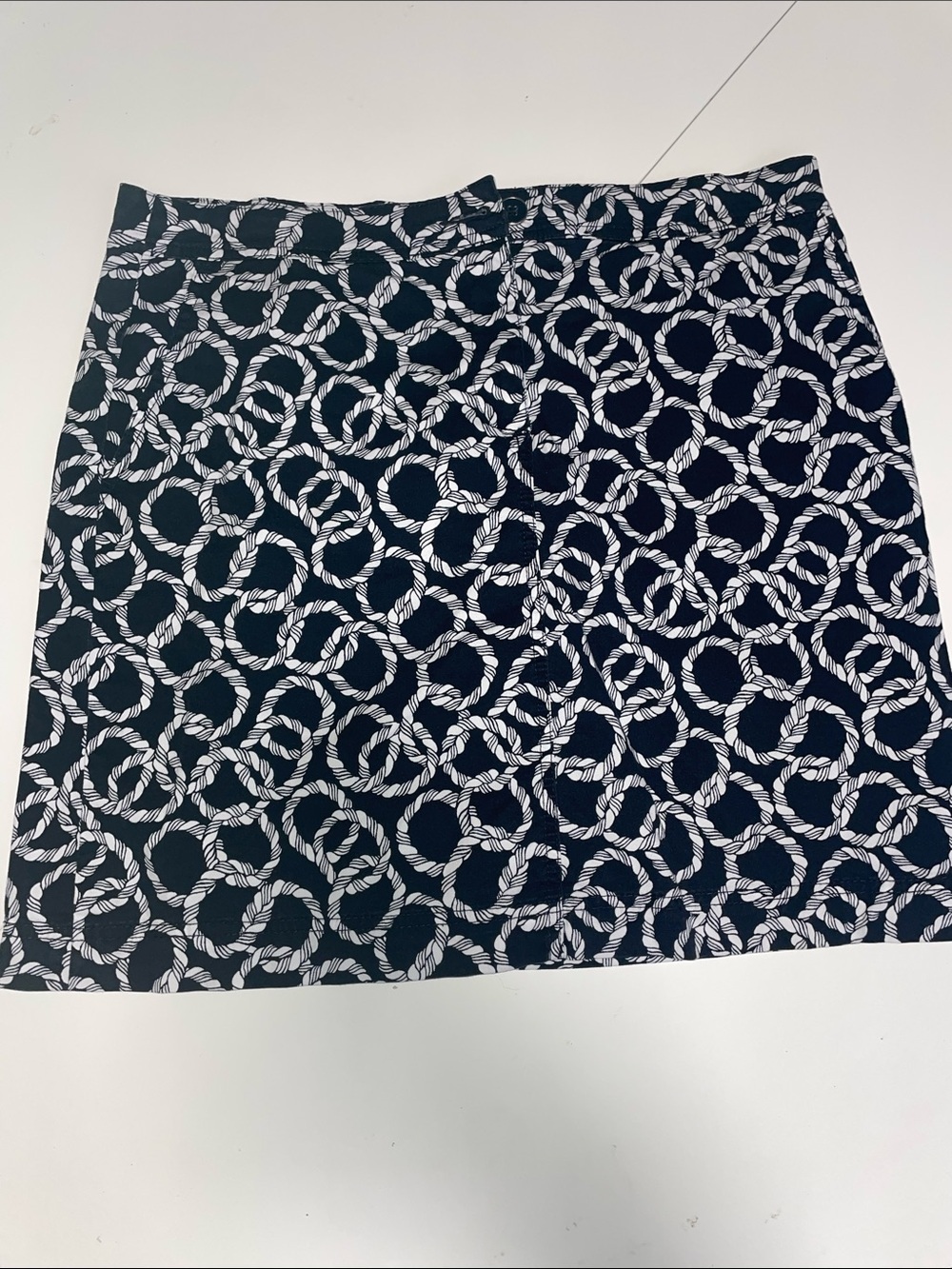 Karen Scott Black Mini Skort with White Rope Print